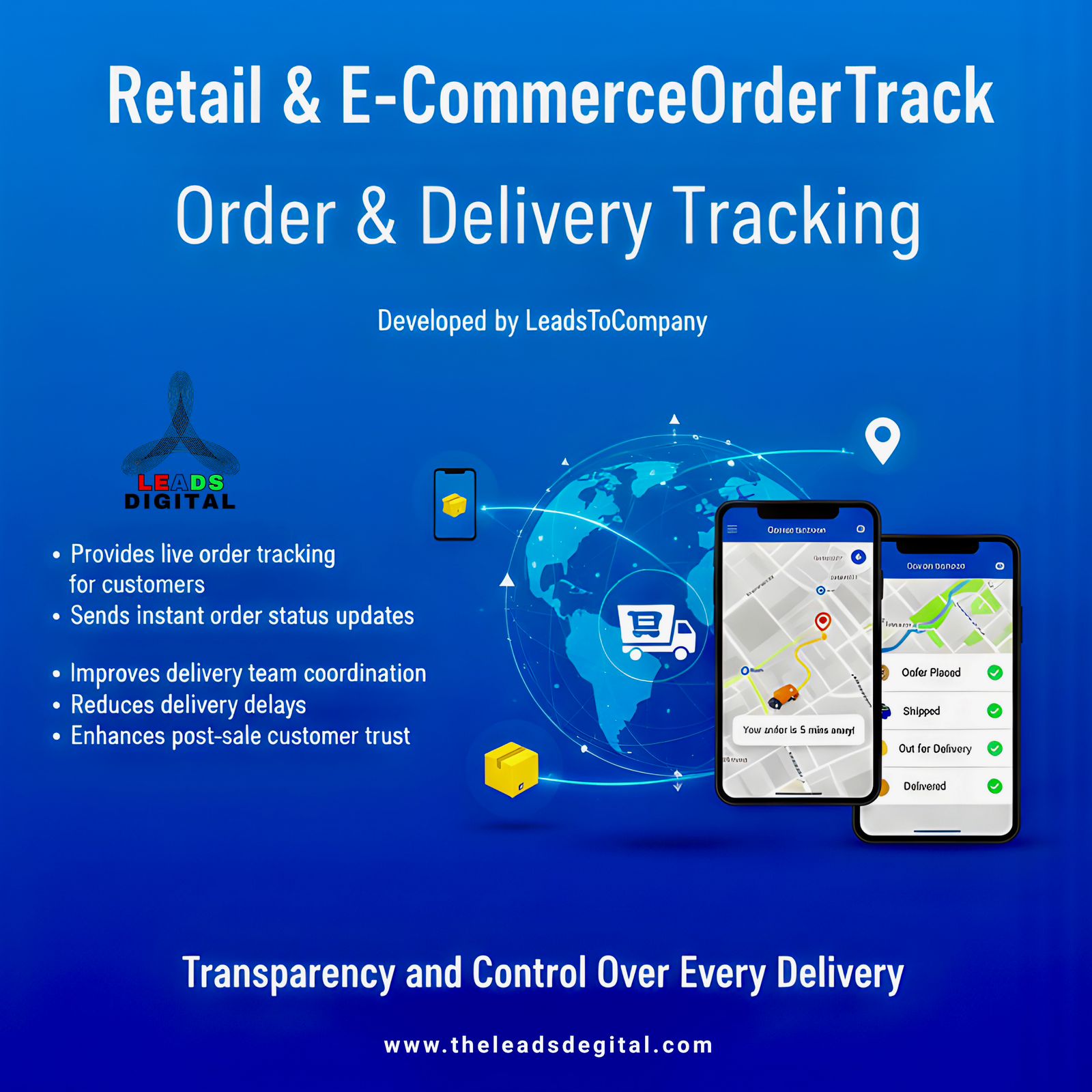 Developed by LeadsToCompany to help organizations manage order & delivery tracking with ease.